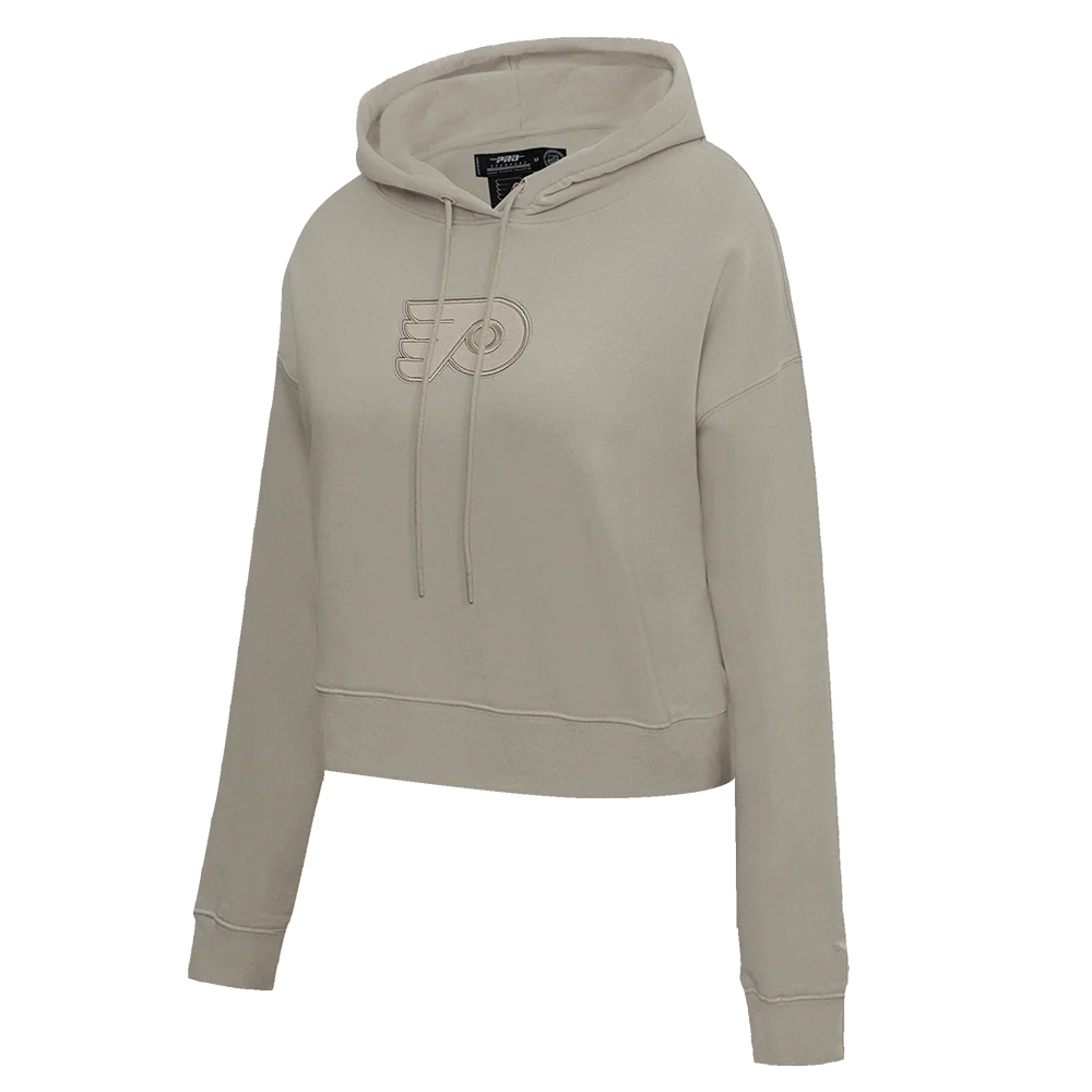 NHL PHILADELPHIA FLYERS NEUTRAL WOMEN'S CROPPED PULLOVER HOODIE (TAUPE) - Image 2