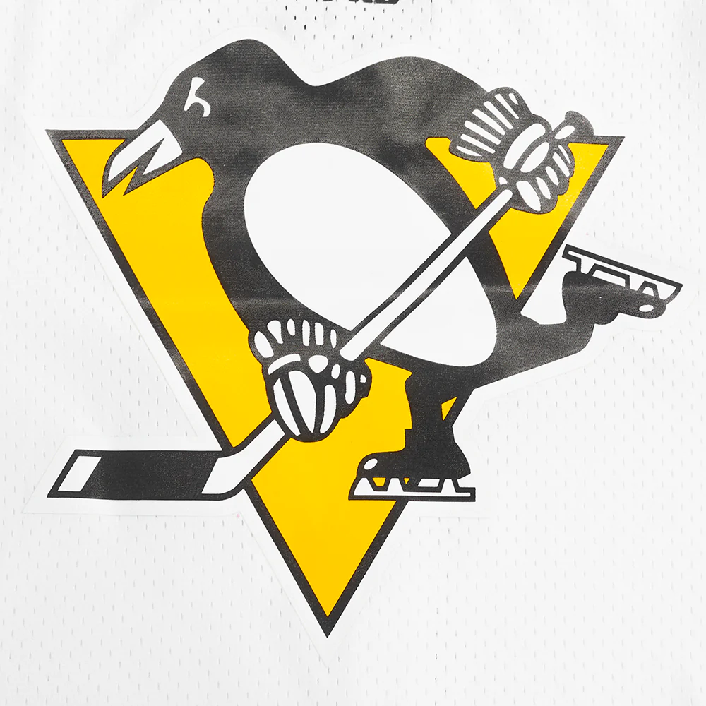 NHL PITTSBURGH PENGUINS CLASSIC MESH MEN'S BUTTON DOWN SHIRT (WHITE / BLACK / WHTE) - Image 7