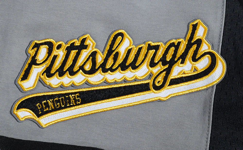 NHL PITTSBURGH PENGUINS SCRIPT TAIL MEN'S DOUBLE KNIT 2.0 SHORT (GRAY/BLACK) - Image 5