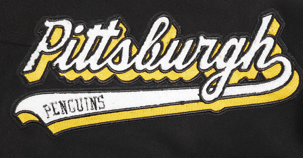 NHL PITTSBURGH PENGUINS SCRIPT TAIL MEN'S RIB FLEECE SWEATPANT (BLACK/YELLOW) - Image 6