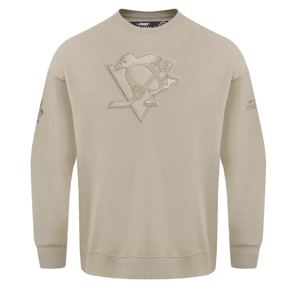NHL PITTSBURGH PENGUINS NEUTRAL DROP SHOULDER FLEECE CREWNECK (TAUPE)