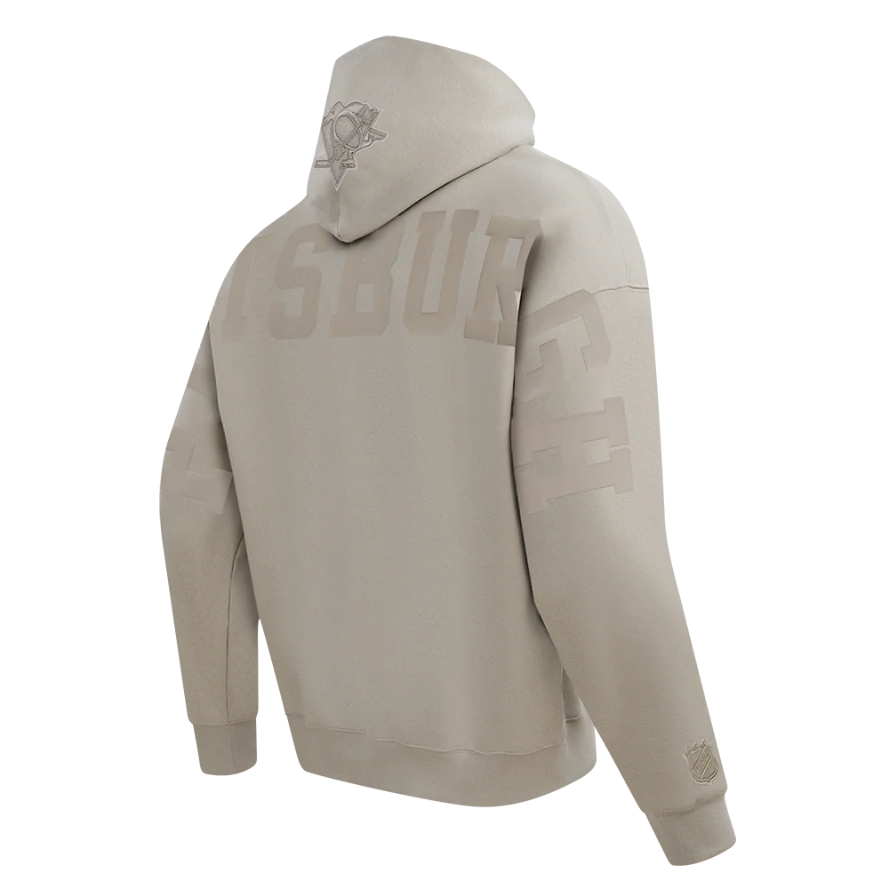 NHL PITTSBURGH PENGUINS WINGSPAN MEN'S DROP SHOULDER FLEECE PULLOVER HOODIE (TAUPE) - Image 4