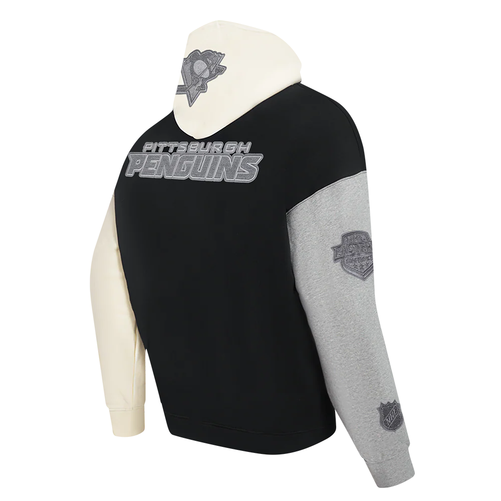 NHL PITTSBURGH PENGUINS REVERSE FRENCH TERRY MEN'S CB FLC PO HOODIE (BLACK/GRAY/EGGSHELL) - Image 4