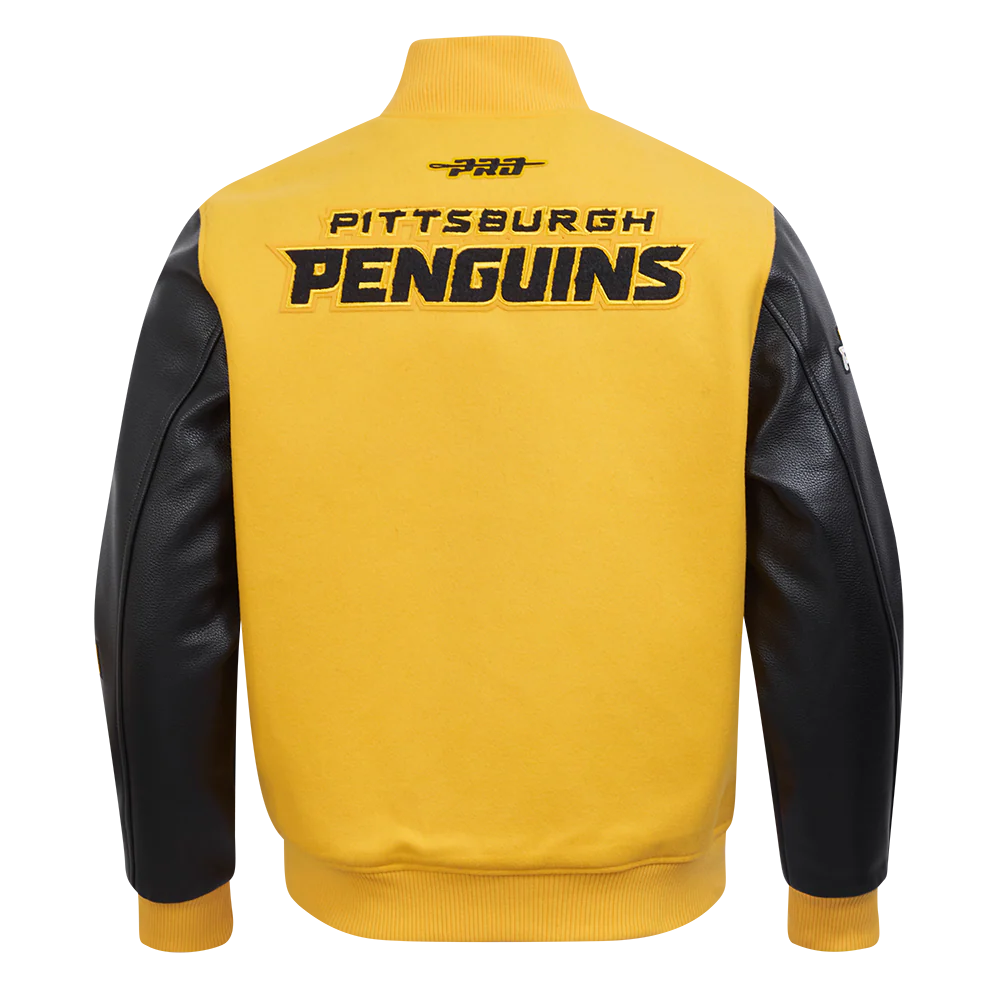 NHL PITTSBURGH PENGUINS CLASSIC MEN'S WOOL VARSITY JACKET (YELLOW/BLACK) - Image 3