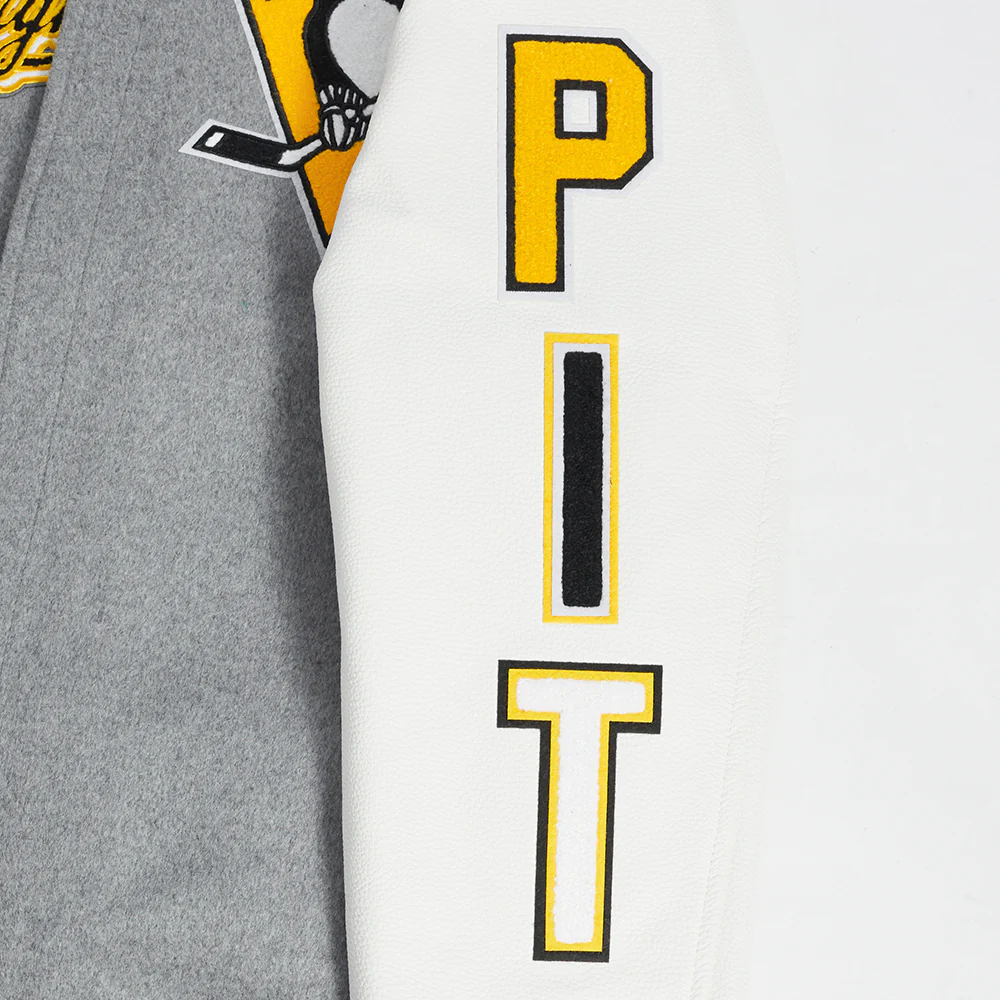 NHL PITTSBURGH PENGUINS SCRIPT TAIL MEN'S RIB WOOL VARSITY (HEATHER GREY/WHITE/BLACK) - Image 8