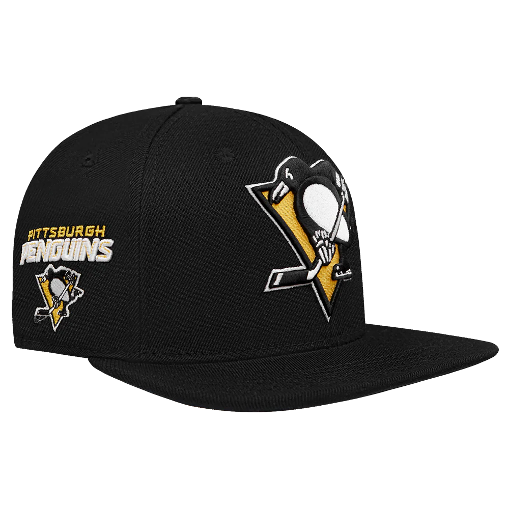 NHL PITTSBURGH PENGUINS CLASSIC LOGO WOOL UNISEX SNAPBACK HAT (BLACK) - Image 4