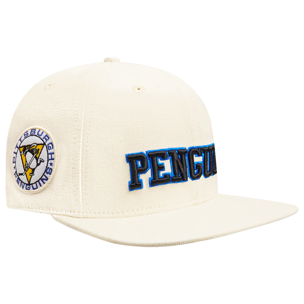 NHL PITTSBURGH PENGUINS RETRO CLASSIC UNISEX WORDMARK LOGO WOOL SNAPBAC (EGGSHELL) - Image 2