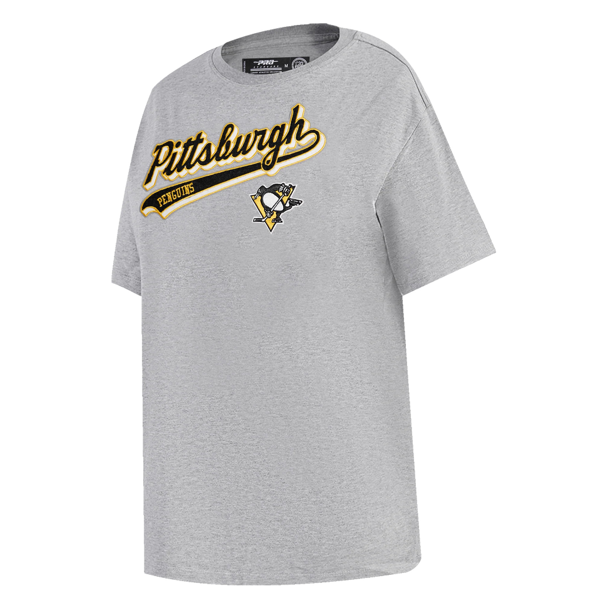 NHL PITTSBURGH PENGUINS SCRIPT TAIL WOMEN'S BOYFRIEND TEE (HEATHER GREY) - Image 2