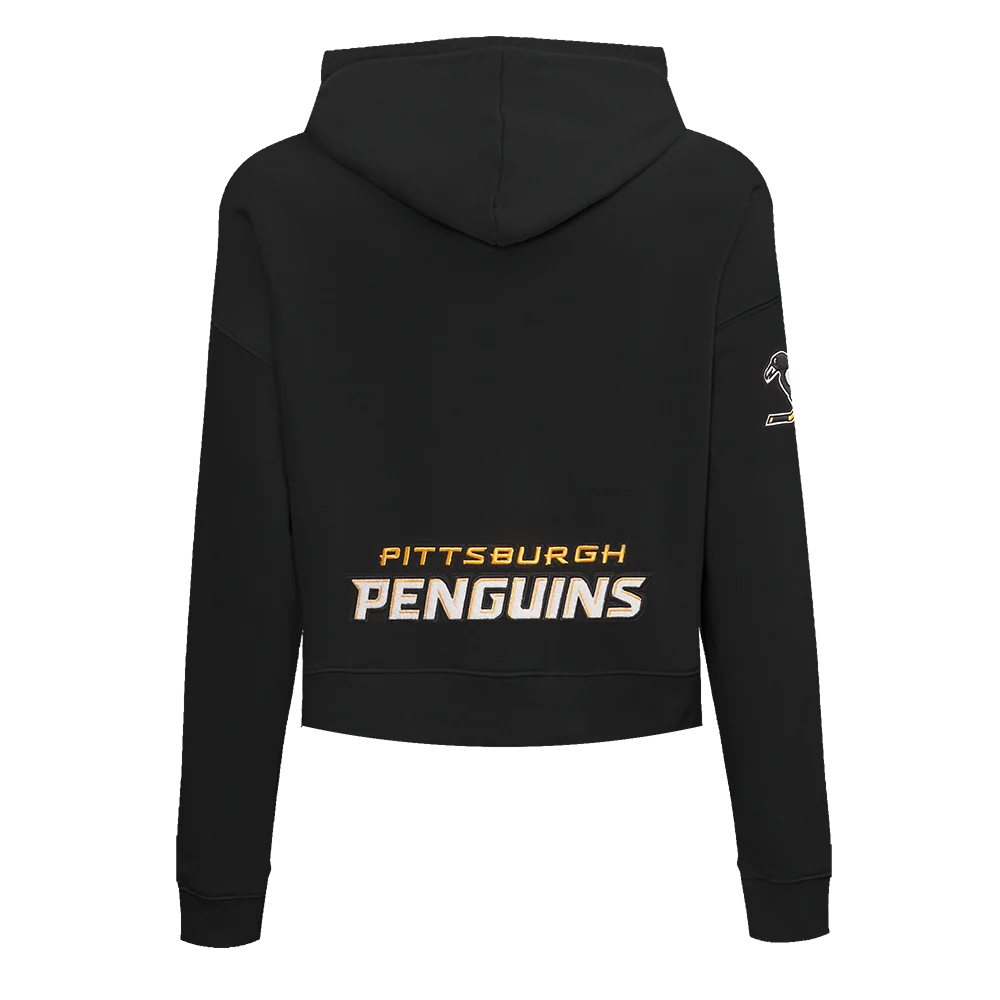 NHL PITTSBURGH PENGUINS CLASSIC WOMEN'S CROPPED PULLOVER HOODIE (BLACK) - Image 4