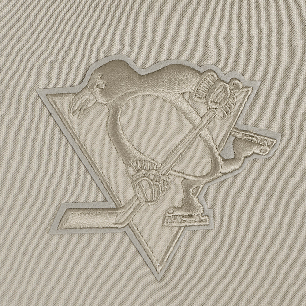 NHL PITTSBURGH PENGUINS NEUTRAL WOMEN'S CROPPED PULLOVER HOODIE (TAUPE) - Image 5
