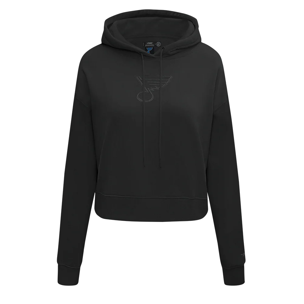 NHL ST. LOUIS BLUES NEUTRAL WOMEN'S CROPPED PULLOVER HOODIE (BLACK)