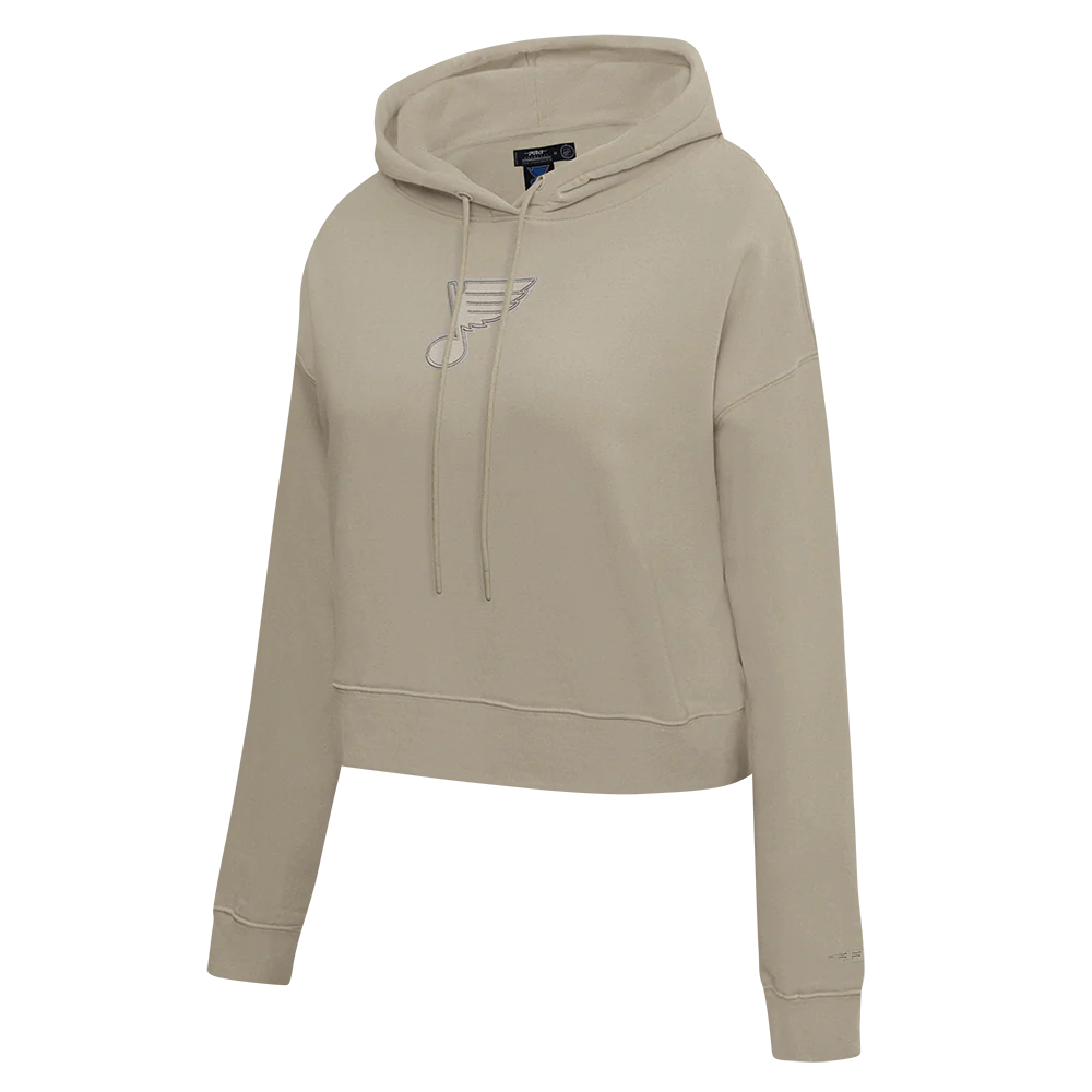 NHL ST. LOUIS BLUES NEUTRAL WOMEN'S CROPPED PULLOVER HOODIE (TAUPE) - Image 2