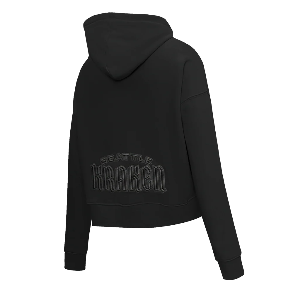 NHL SEATTLE KRAKEN NEUTRAL WOMEN'S CROPPED PULLOVER HOODIE (BLACK) - Image 4