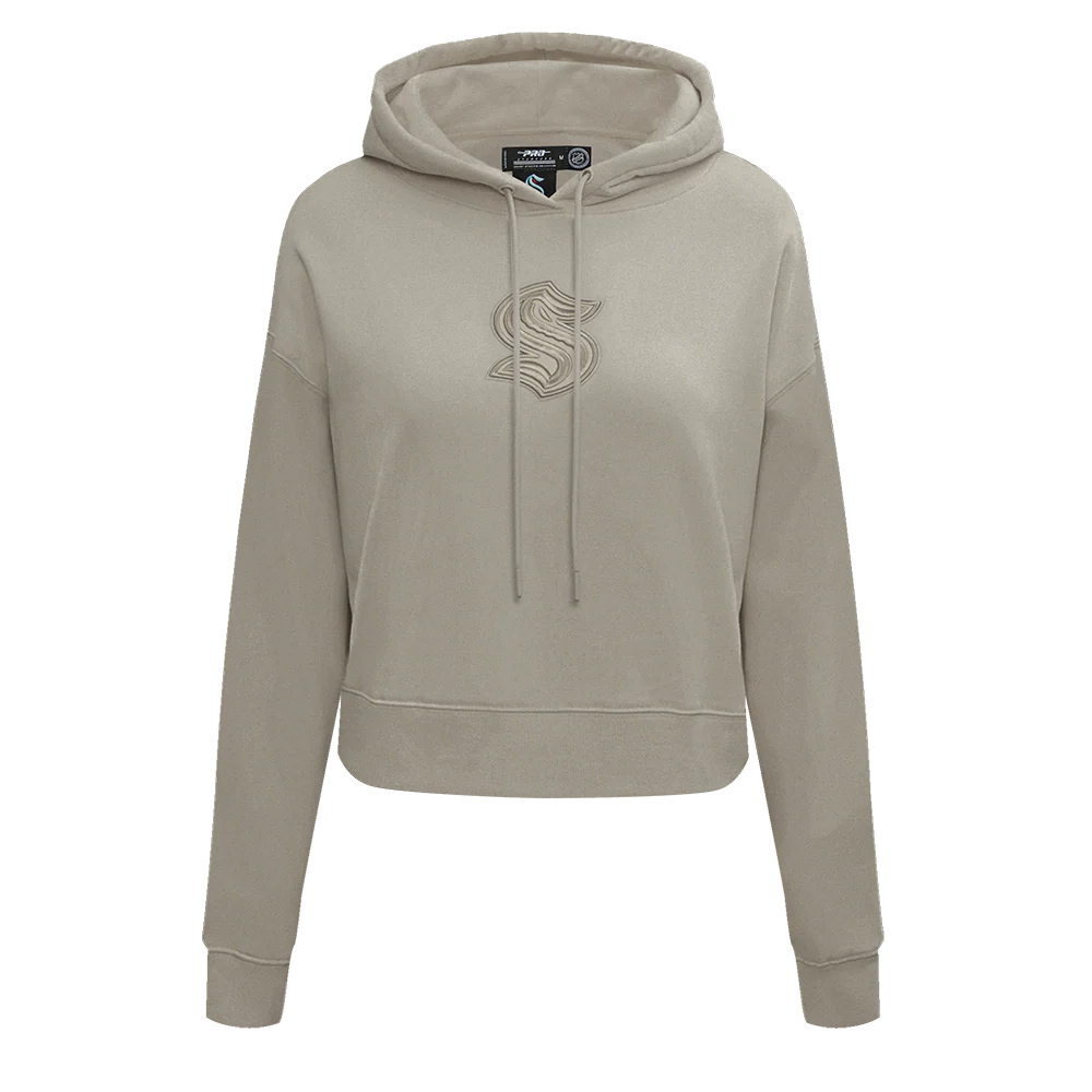 NHL SEATTLE KRAKEN NEUTRAL WOMEN'S CROPPED PULLOVER HOODIE (TAUPE)