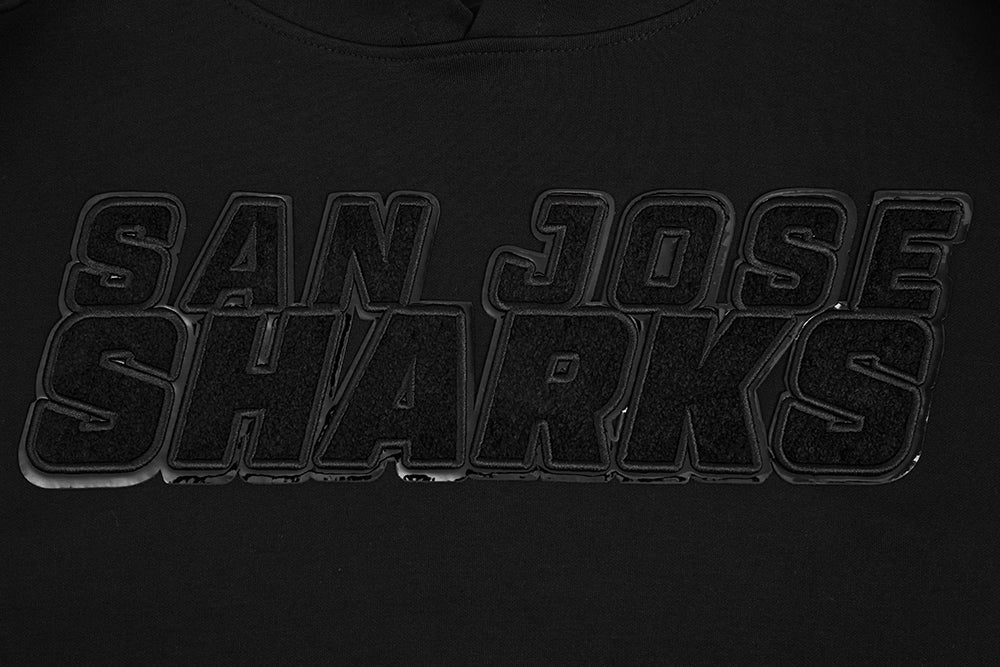 SAN JOSE SHARKS TRIPLE BLACK MEN'S DK PO HOODIE (TRIPLE BLACK) - Image 5