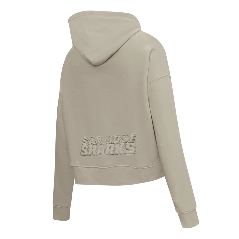 NHL SAN JOSE SHARKS NEUTRAL WOMEN'S CROPPED PULLOVER HOODIE (TAUPE) - Image 4