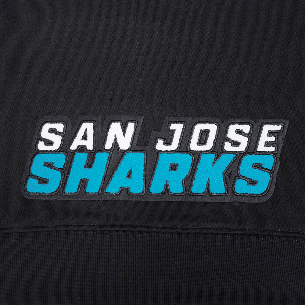 NHL SAN JOSE SHARKS CLASSIC WOMEN'S FLC CROPPED PO HOODIE (BLACK) - Image 9