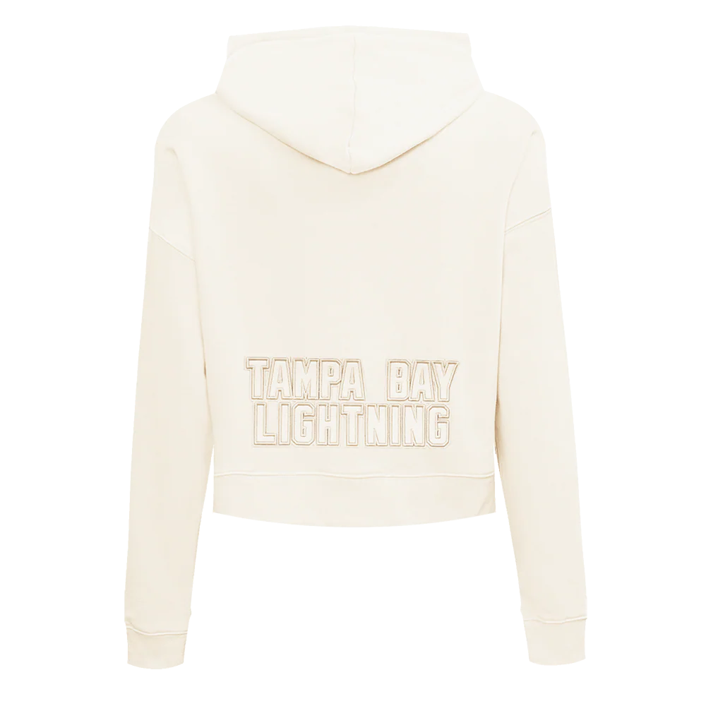 NHL TAMPA BAY LIGHTNING NEUTRAL WOMEN'S CROPPED PULLOVER HOODIE (EGGSHELL) - Image 3