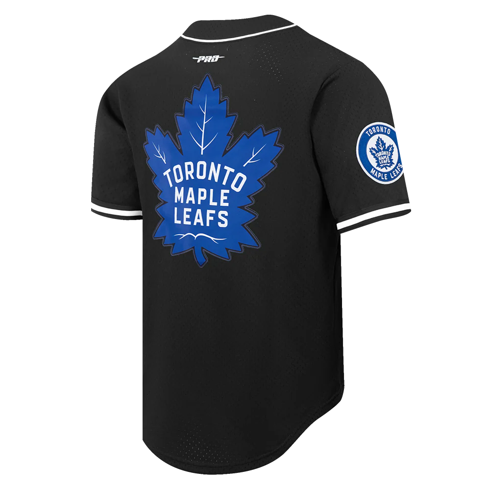 NHL TORONTO MAPLE LEAFS CLASSIC MESH MEN'S BUTTON DOWN SHIRT (BLACK) - Image 4