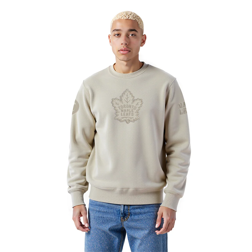 NHL TORONTO MAPLE LEAFS NEUTRAL MEN'S DROP SHOULDER FLC CREWNECK (TAUPE)