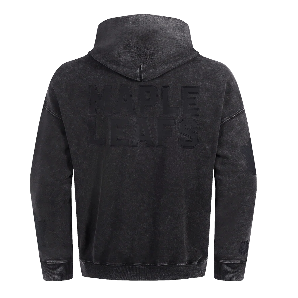 NHL TORONTO MAPLE LEAFS WASHED VANGUARD MEN'S ENZYME WASH DROP SHOULDER FT PO HOODIE (WASHED BLACK) - Image 3