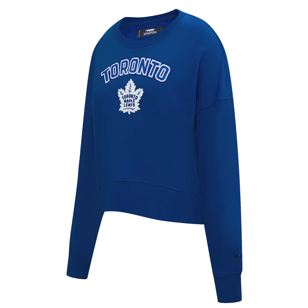 NHL TORONTO MAPLE LEAFS CLASSIC WOMEN'S FLC CREWNECK (DODGER BLUE) - Image 2