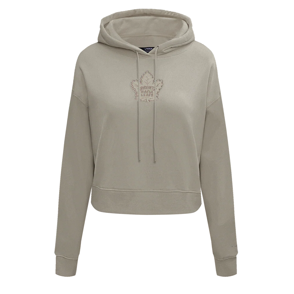 NHL TORONTO MAPLE LEAFS NEURAL WOMEN'S CROPPED FLC PO HOODIE (TAUPE)
