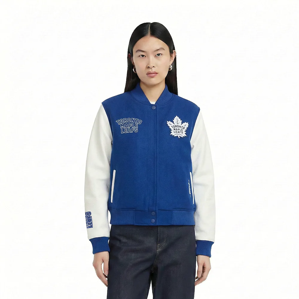 NHL TORONTO MAPLE LEAFS CLASSIC WOMEN'S WOOL VARSITY JACKET (DODGER BLUE/WHITE)