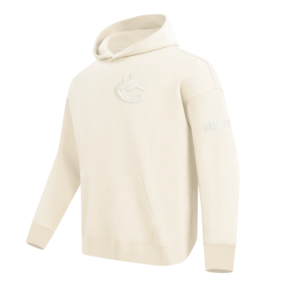 VANCOUVER CANUCKS NEUTRAL MEN'S DROP SHOULDER FLC PO HOODIE (EGGSHELL) - Image 2