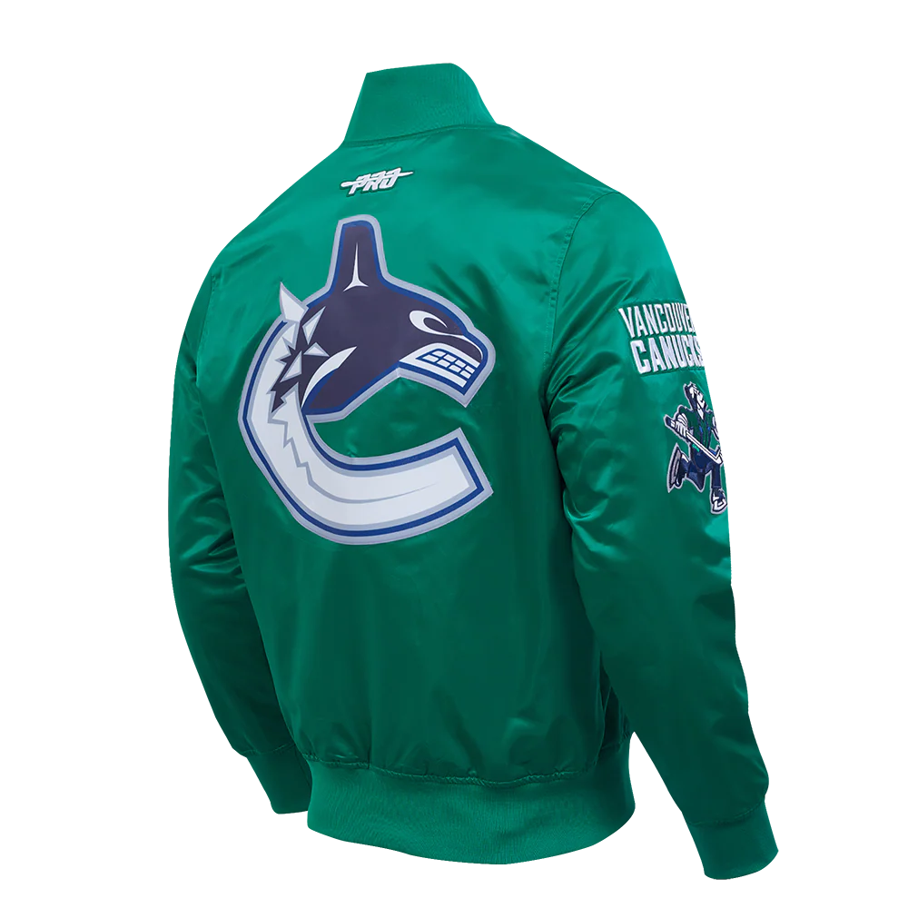 NHL VANCOUVER CANUCKS CLASSIC MEN'S SATIN JACKET (KELLY GREEN) - Image 4