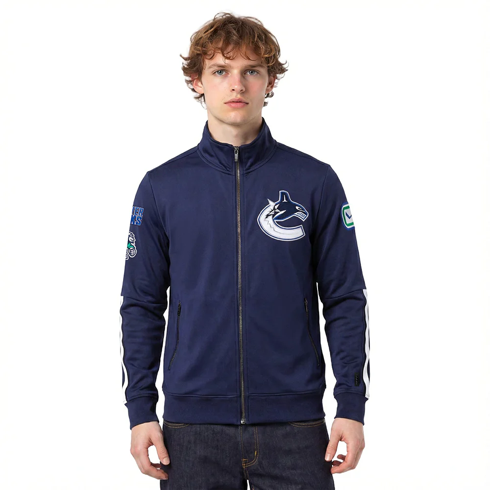 NHL VANCOUVER CANUCKS CLASSIC CHENILLE MEN'S TRACK JACKET (MIDNIGHT NAVY)