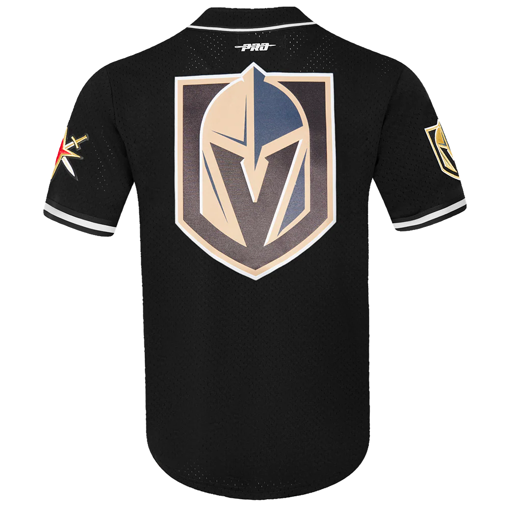 NHL VEGAS GOLDEN KNIGHTS CLASSIC MEN'S MESH BUTTON DOWN JERSEY (BLACK) - Image 3