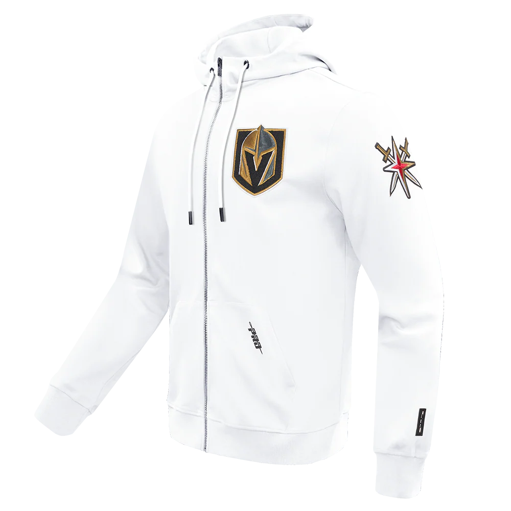 NHL VEGAS GOLDEN KNIGHTS CLASSIC CHENILLE MEN'S FULL ZIP PULLOVER HOODIE (WHITE) - Image 2