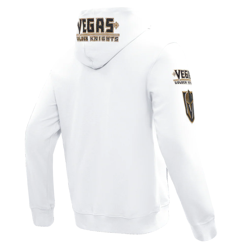 NHL VEGAS GOLDEN KNIGHTS CLASSIC CHENILLE MEN'S FULL ZIP PULLOVER HOODIE (WHITE) - Image 4
