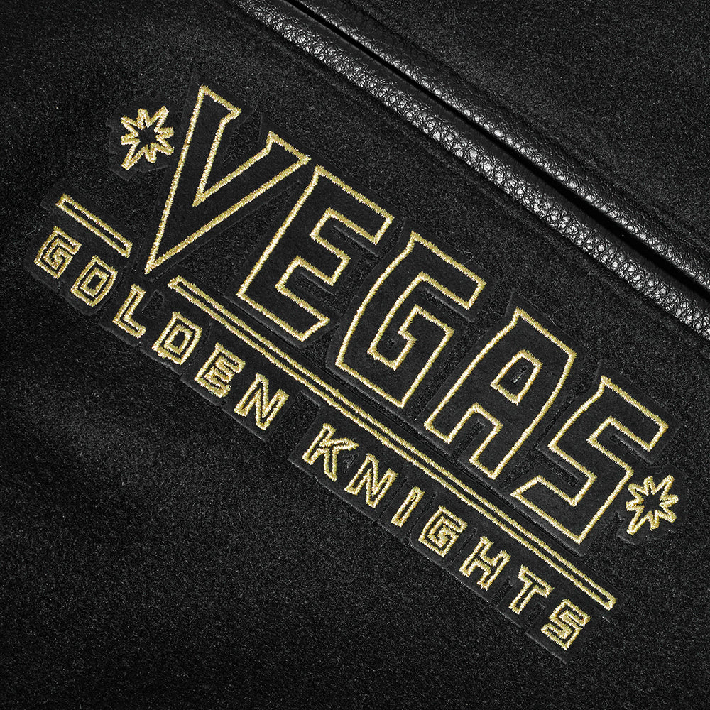 NHL VEGAS GOLDEN KNIGHTS BLACK & GOLD MEN'S WOOL VARSITY JACKET (BLACK) - Image 5
