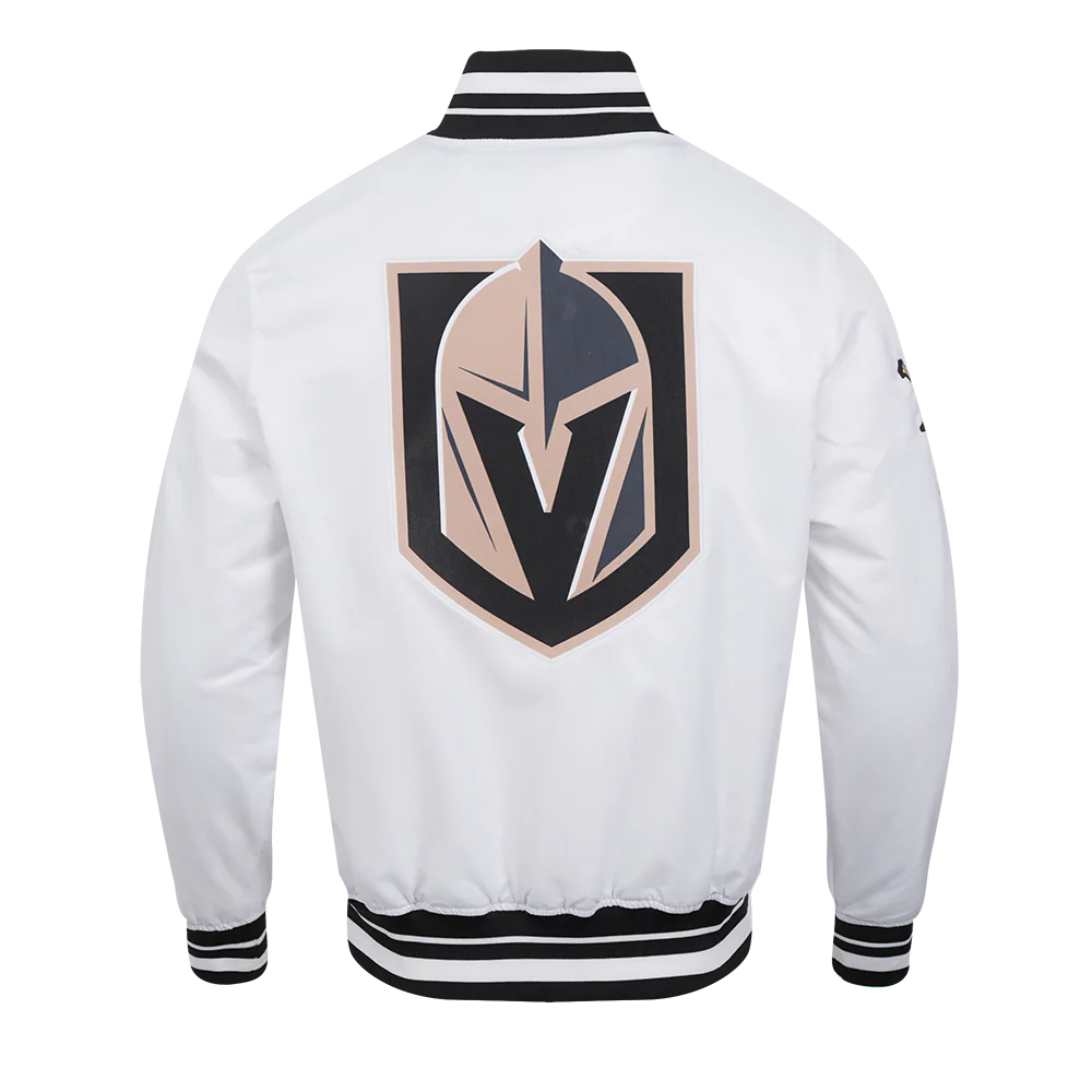 NHL VEGAS GOLDEN KNIGHTS SCRIPT TAIL MEN'S SATIN JACKET (WHITE/BLACK) - Image 3