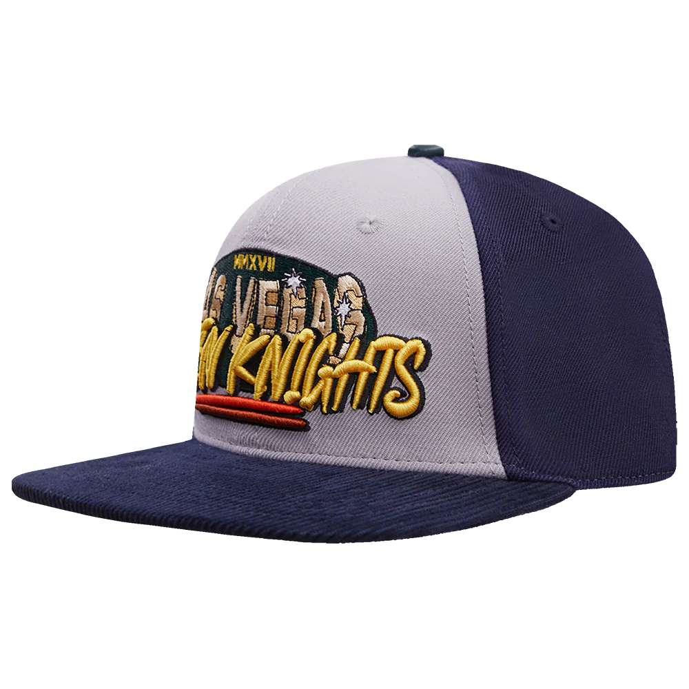 NHL VEGAS GOLDEN KNIGHTS CORDUROY VISOR WOOL SNAPBACK HAT (GRAY/MIDNIGHT NAVY) - Image 3