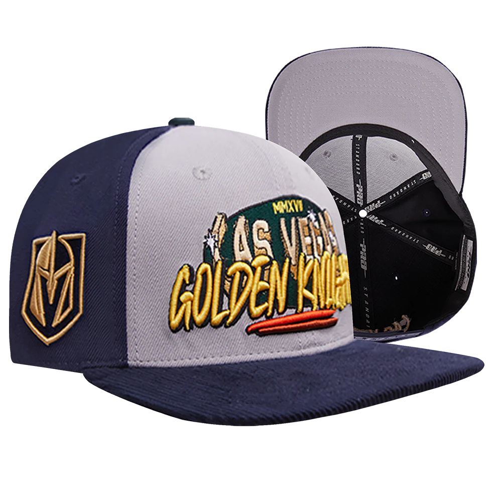 NHL VEGAS GOLDEN KNIGHTS CORDUROY VISOR WOOL SNAPBACK HAT (GRAY/MIDNIGHT NAVY) - Image 8