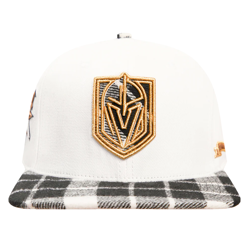 NHL VEGAS GOLDEN KNIGHTS PRO PREP PLAID BRIM WOOL SNAPBACK HAT (WHITE)