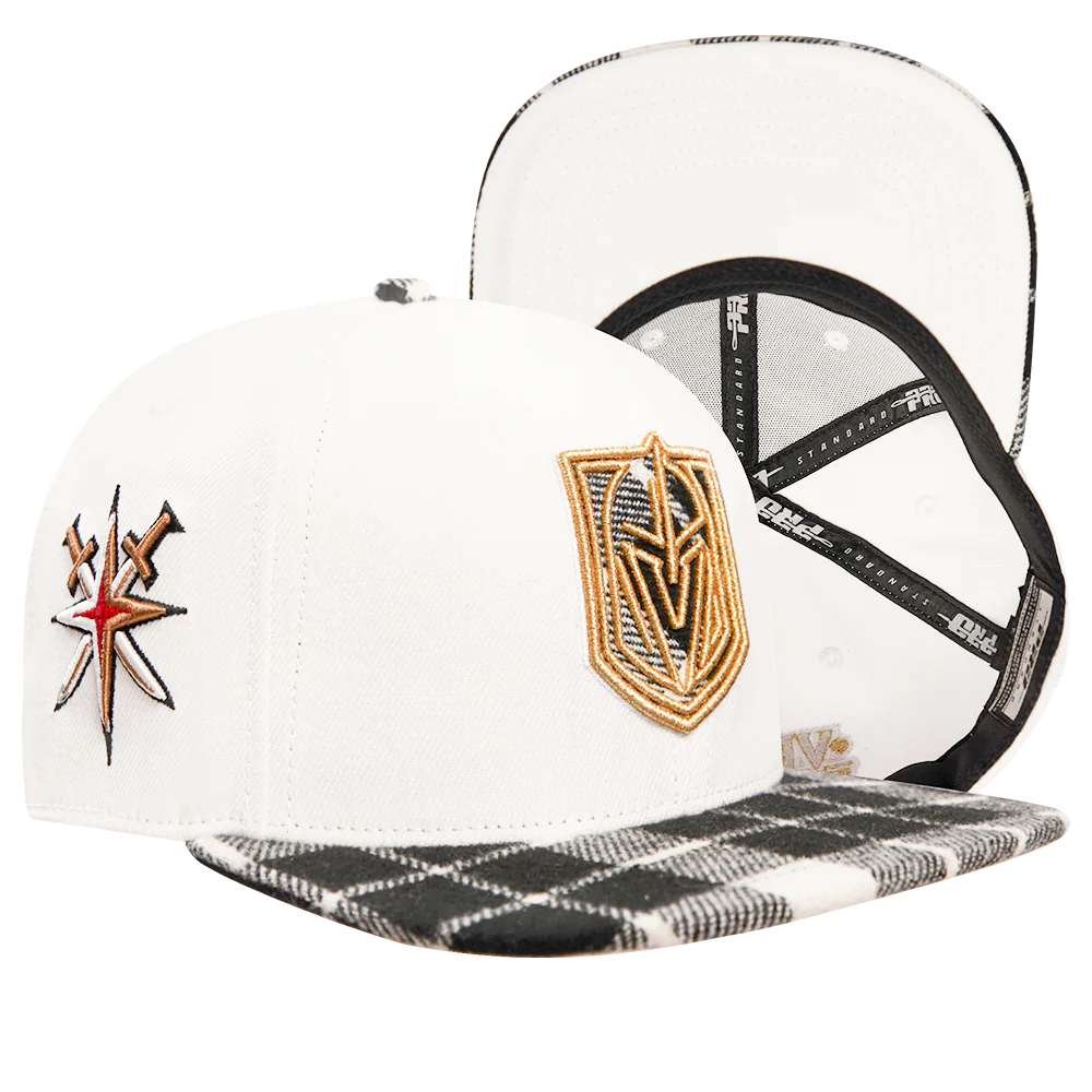NHL VEGAS GOLDEN KNIGHTS PRO PREP PLAID BRIM WOOL SNAPBACK HAT (WHITE) - Image 8