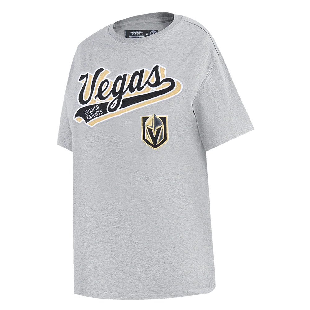 NHL VEGAS GOLDEN KNIGHTS SCRIPT TAIL WOMEN'S BOYFRIEND TEE (HEATHER GREY) - Image 2