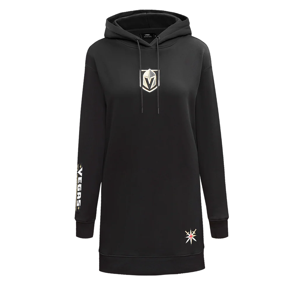 NHL VEGAS GOLDEN KNIGHTS CLASSIC WOMEN'S FLEECE HOODIE DRESS (BLACK)