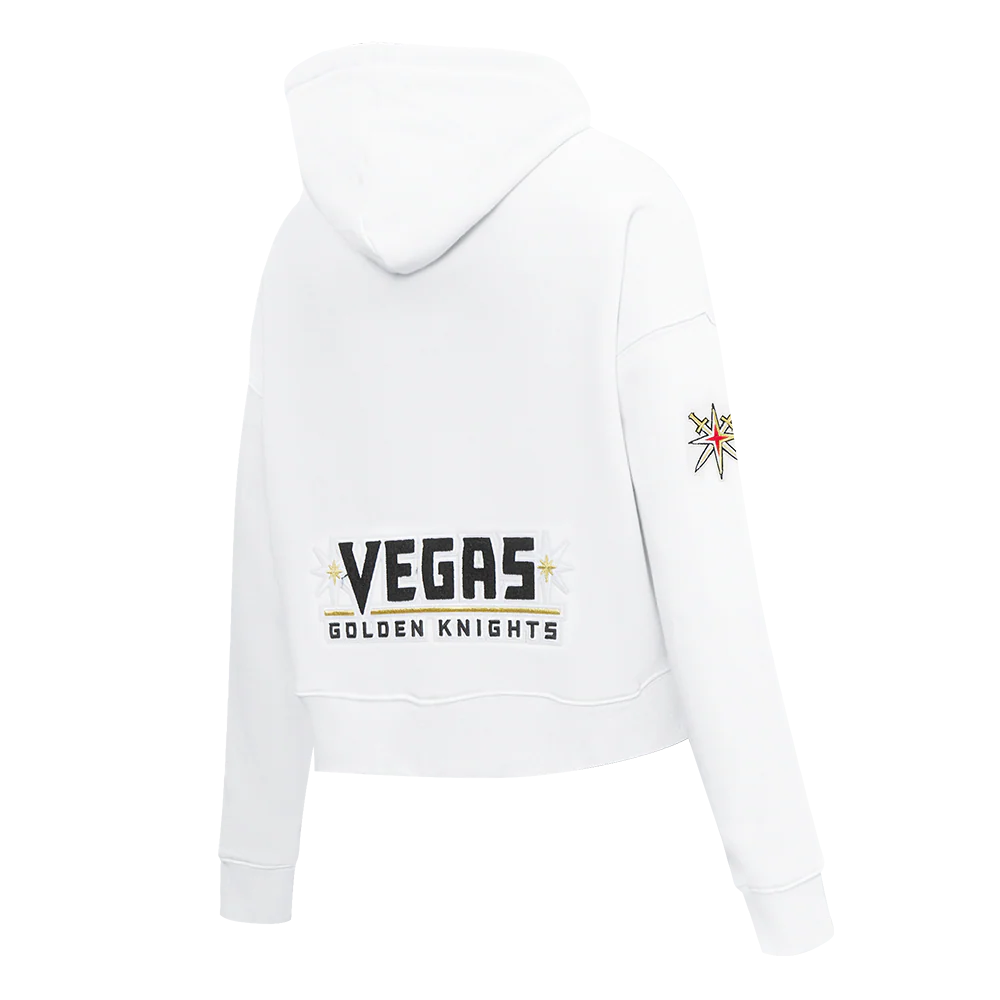 NHL VEGAS GOLDEN KNIGHTS CLASSIC WOMEN'S FLEECE CROPPED PULLOVER HOODIE (WHITE) - Image 4