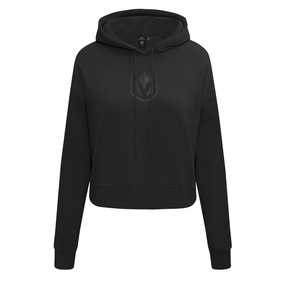 NHL VEGAS GOLDEN KNIGHTS NEUTRAL WOMEN'S CROPPED PULLOVER HOODIE (BLACK)