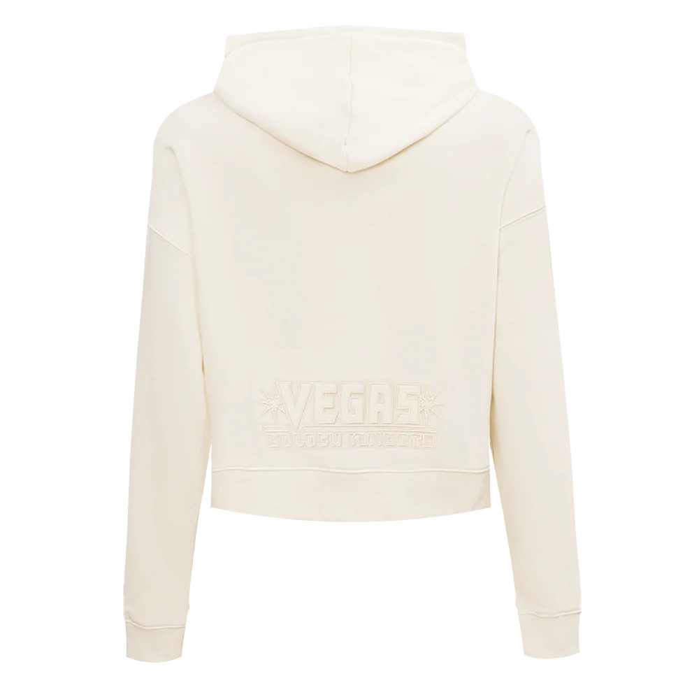 NHL VEGAS GOLDEN KNIGHTS NEUTRAL WOMEN'S CROPPED PULLOVER HOODIE (EGGSHELL) - Image 3