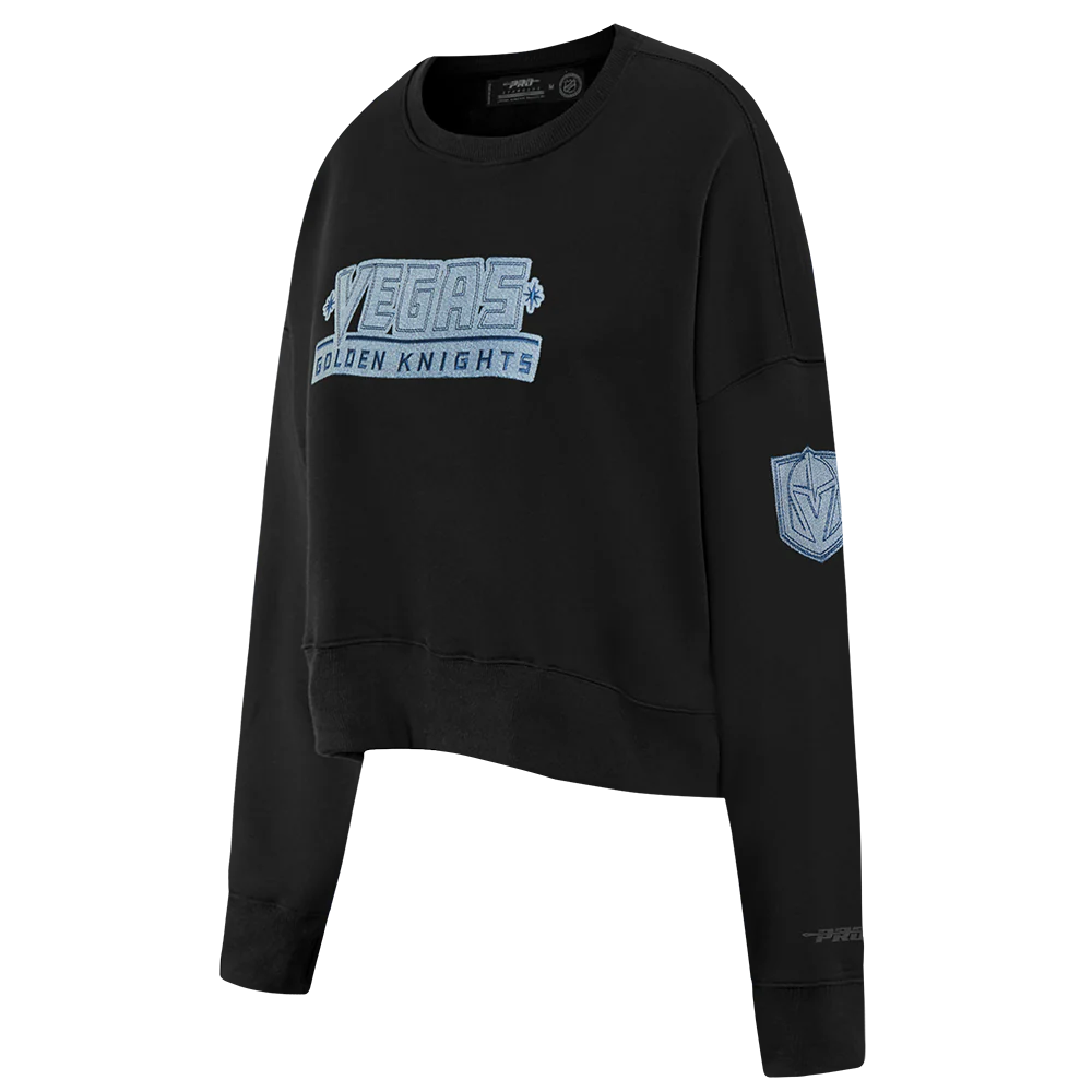 NHL VEGAS GOLDEN KNIGHTS VARSITY BLUES WOMEN'S W CREWNECK (BLACK) - Image 2