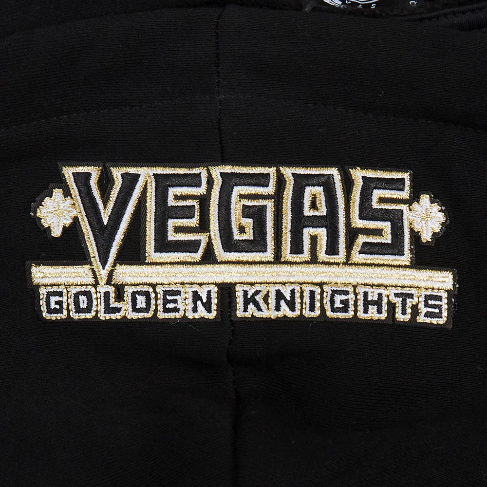 NHL VEGAS GOLDEN KNIGHTS SCRIPT TAIL WOMEN'S RIB FLEECE CROPPED PULLOVER HOODIE (BLACK/GRAY) - Image 6