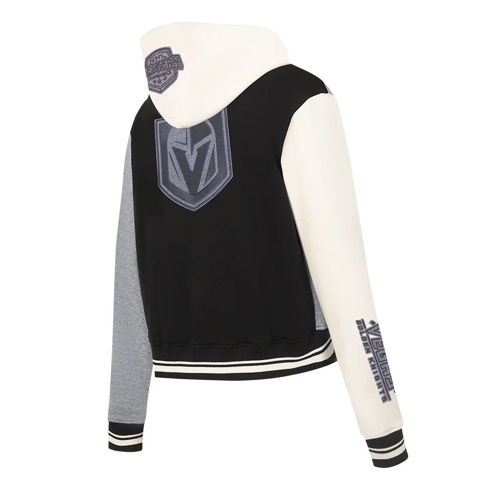 NHL VEGAS GOLDEN KNIGHTS REVERSE FRENCH TERRY WOMEN'S COLORBLOCK FLC FZ HOODIE (BLACK/GRAY/EGGSHELL) - Image 4