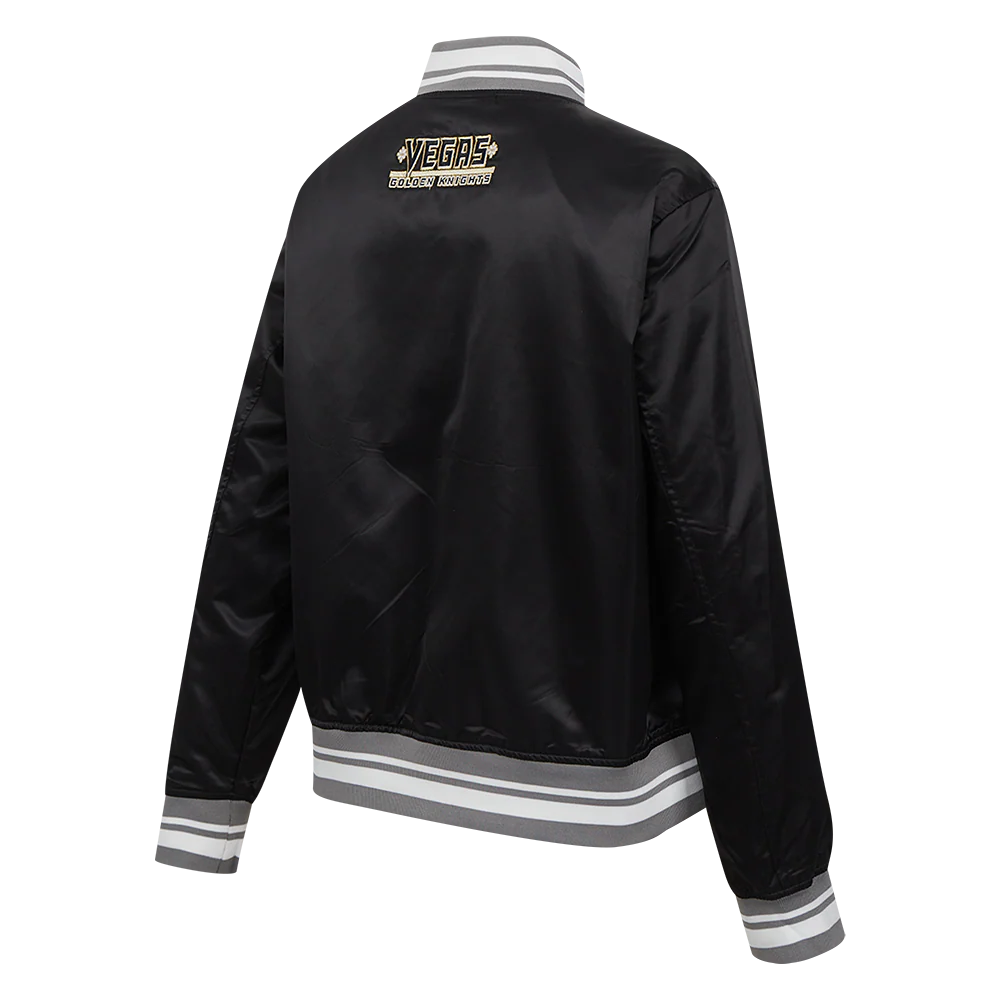 NHL VEGAS GOLDEN KNIGHTS SCRIPT TAIL WOMEN'S SATIN JACKET (BLACK/GRAY) - Image 4