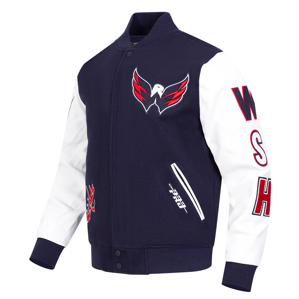 NHL WASHINGTON CAPITALS CLASSIC MEN'S WOOL VARSITY JACKET (MIDNIGHT NAVY/WHITE) - Image 2